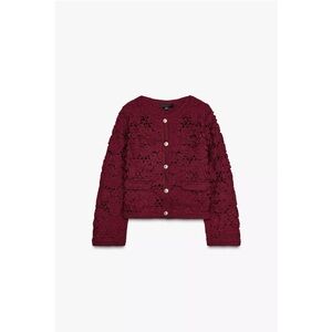 Burgundy Lace Cardigan